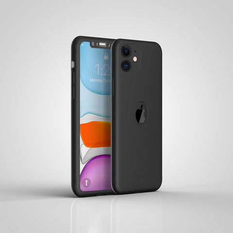Apple iPhone 11 360 Grad Schutz Schwarze Hülle